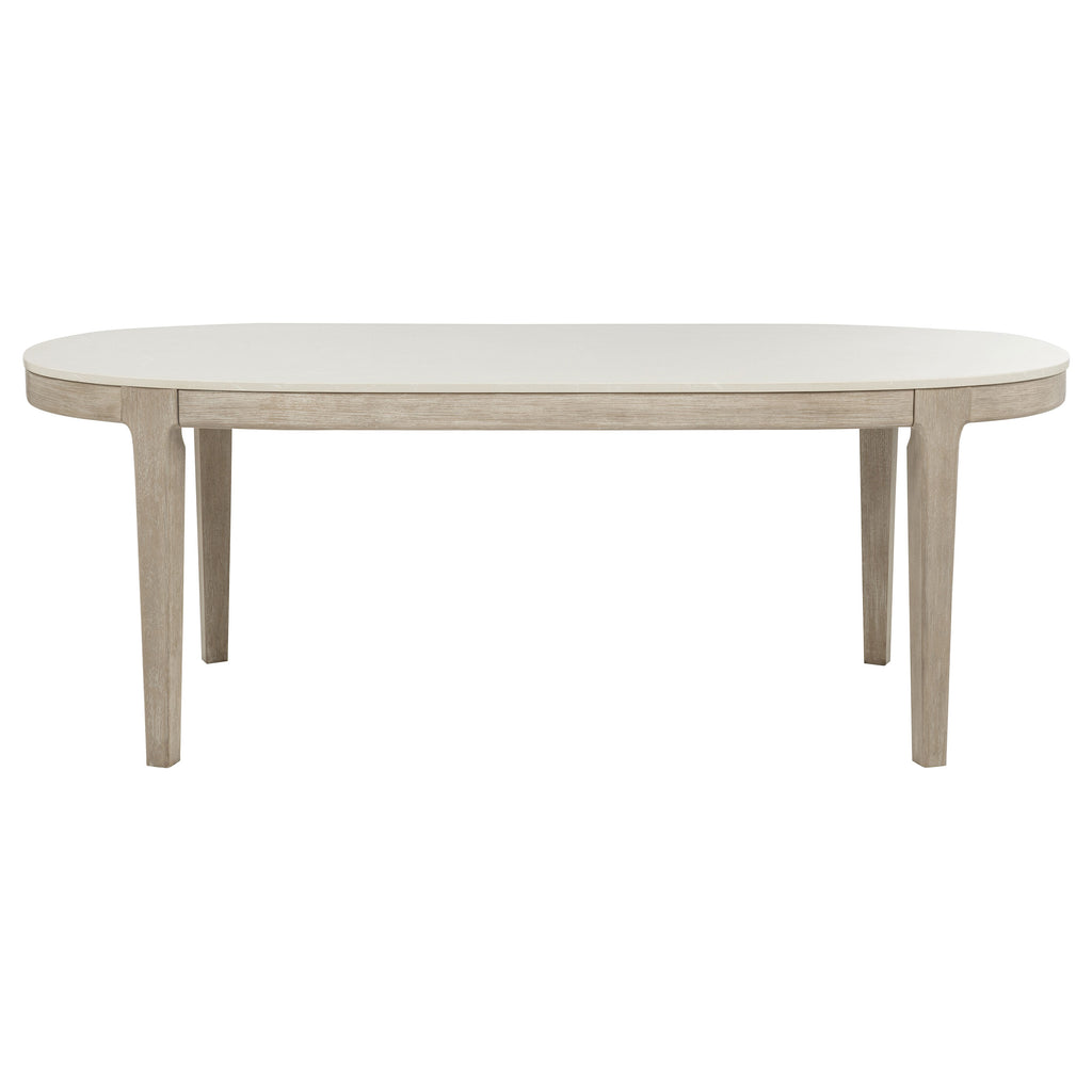 Lucaire 7-piece 84-inch Dining Set with Arched Chairs Honed Cream