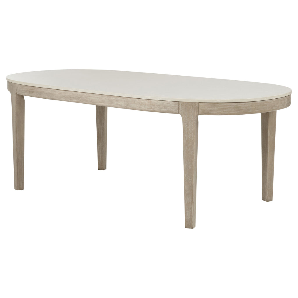Lucaire 7-piece 84-inch Dining Set with Arched Chairs Honed Cream