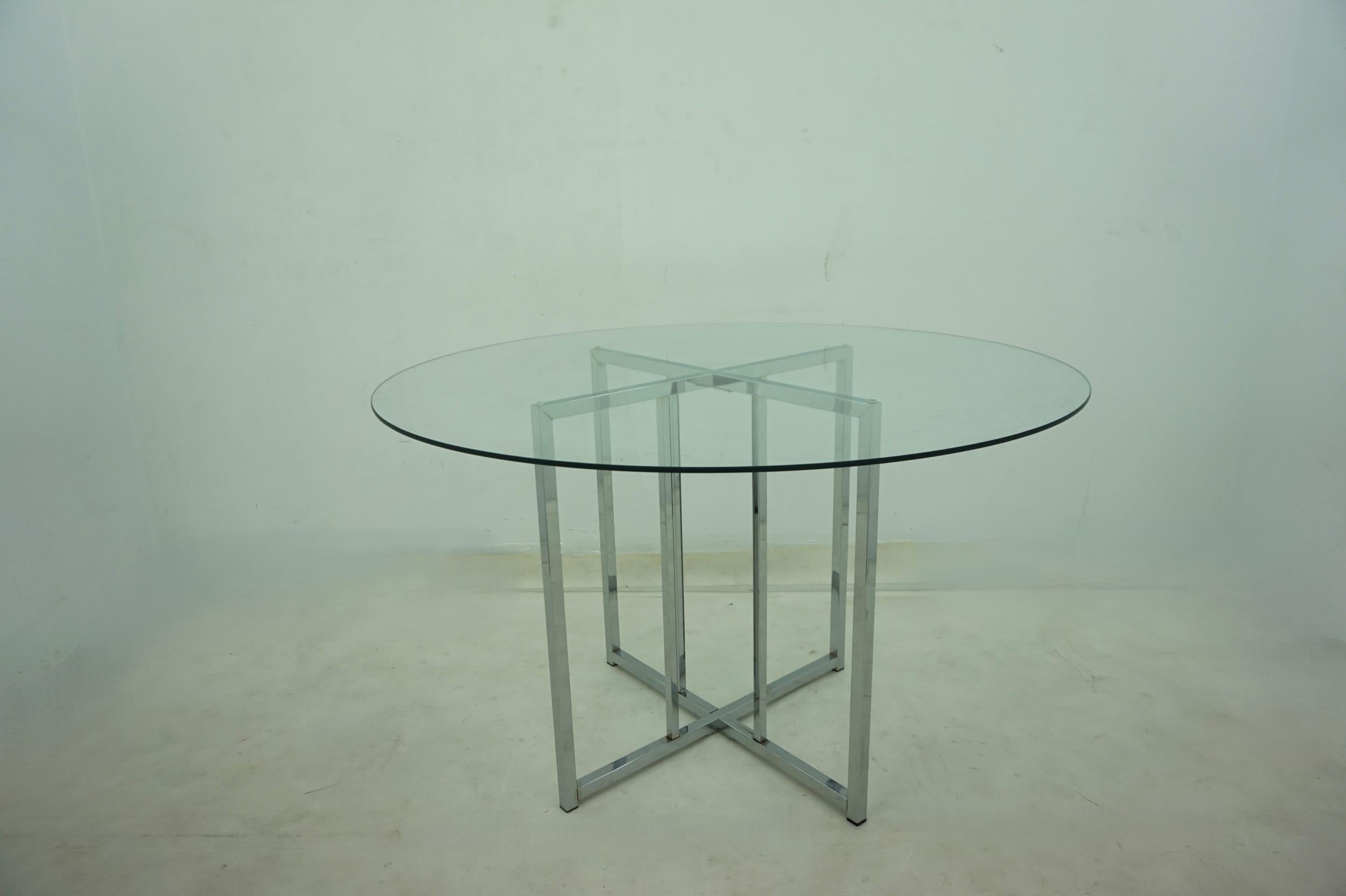 Pace 48-inch Round Glass Top Dining Table Chrome