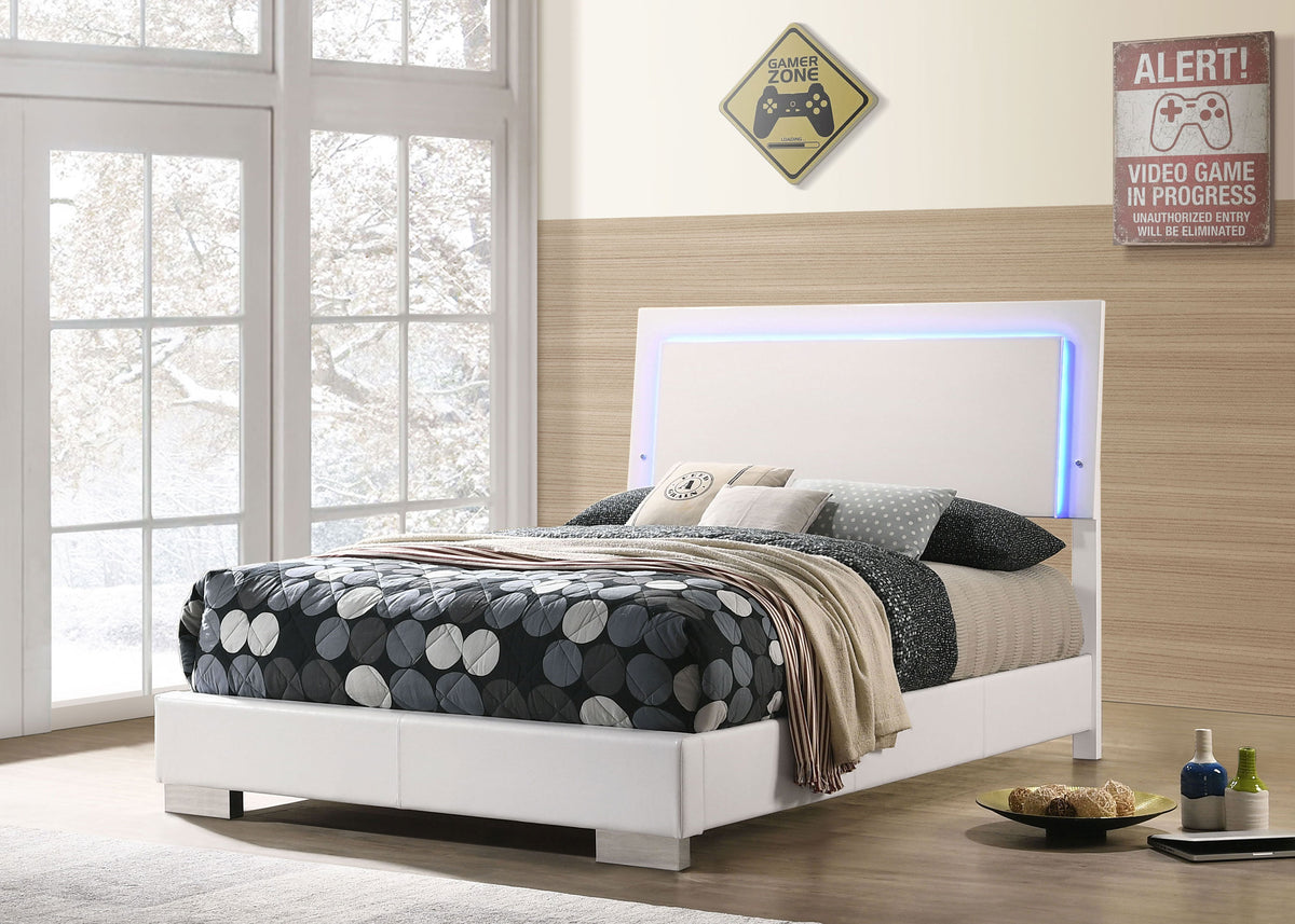 Felicity 2-piece Full LED Bed and Nightstand Set White