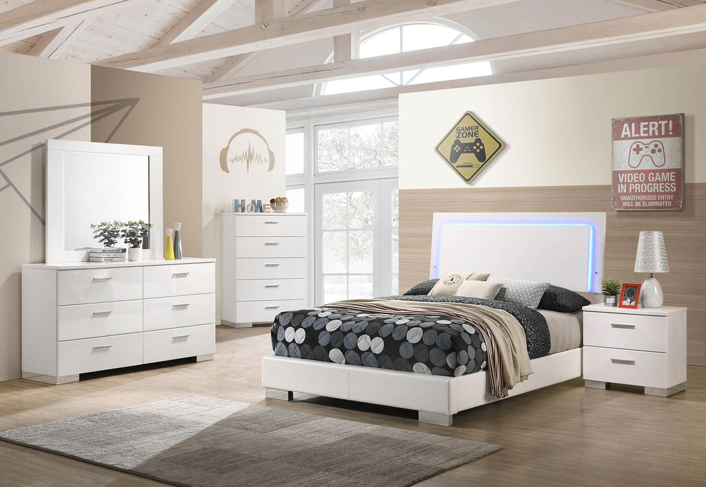 Felicity 2-piece Full LED Bed and Nightstand Set White
