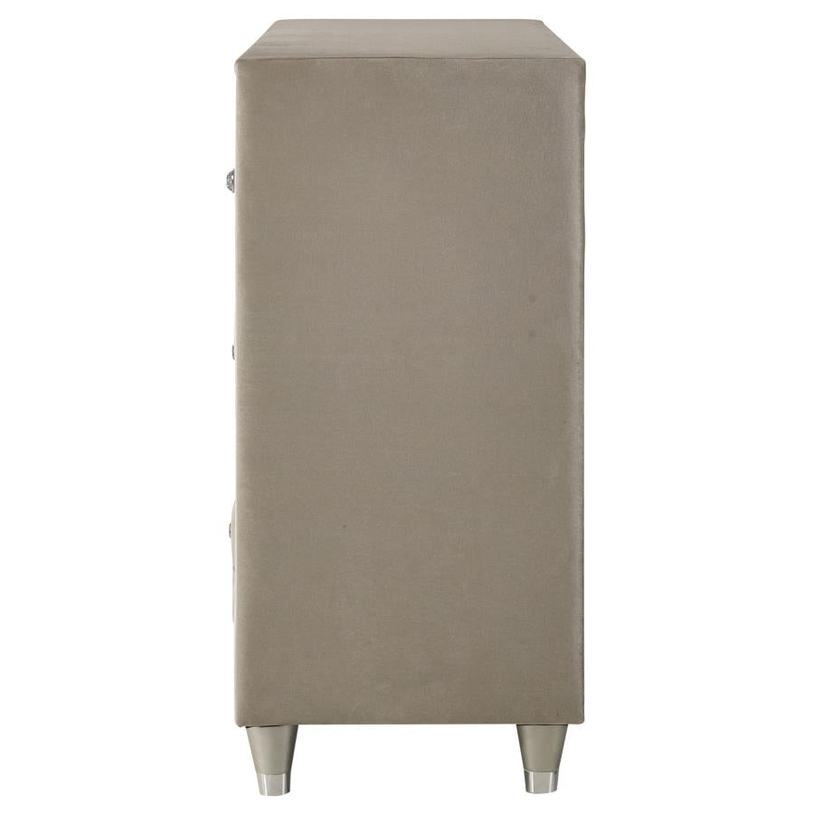 Antonella 7-drawer Upholstered Dresser Ivory and Camel