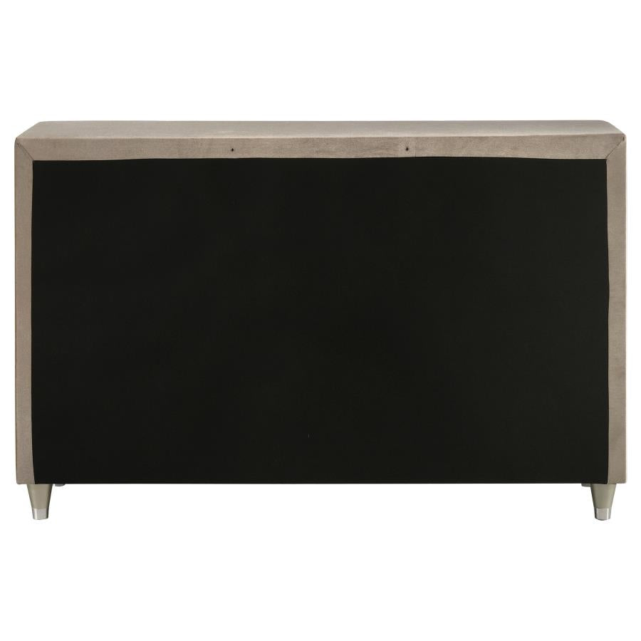 Antonella 7-drawer Upholstered Dresser Ivory and Camel