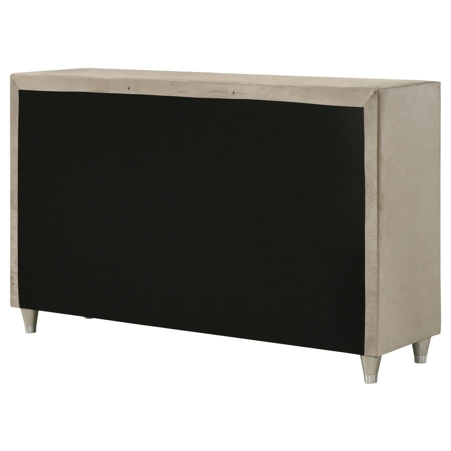Antonella 7-drawer Upholstered Dresser Ivory and Camel