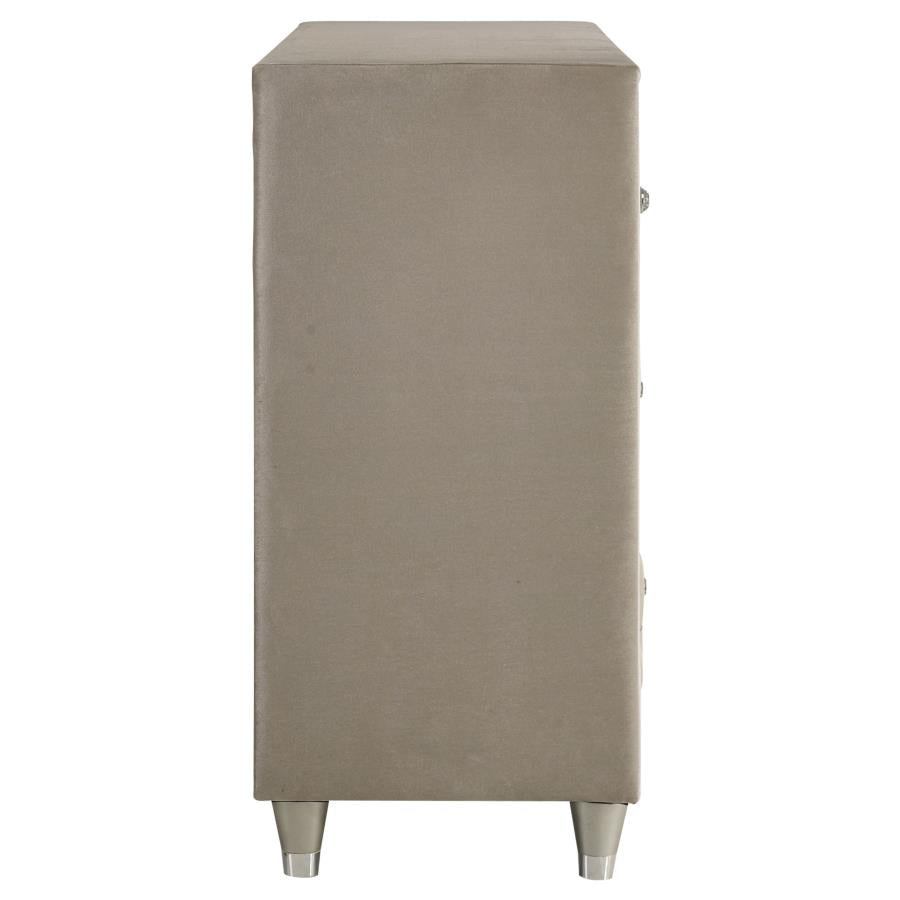 Antonella 7-drawer Upholstered Dresser Ivory and Camel