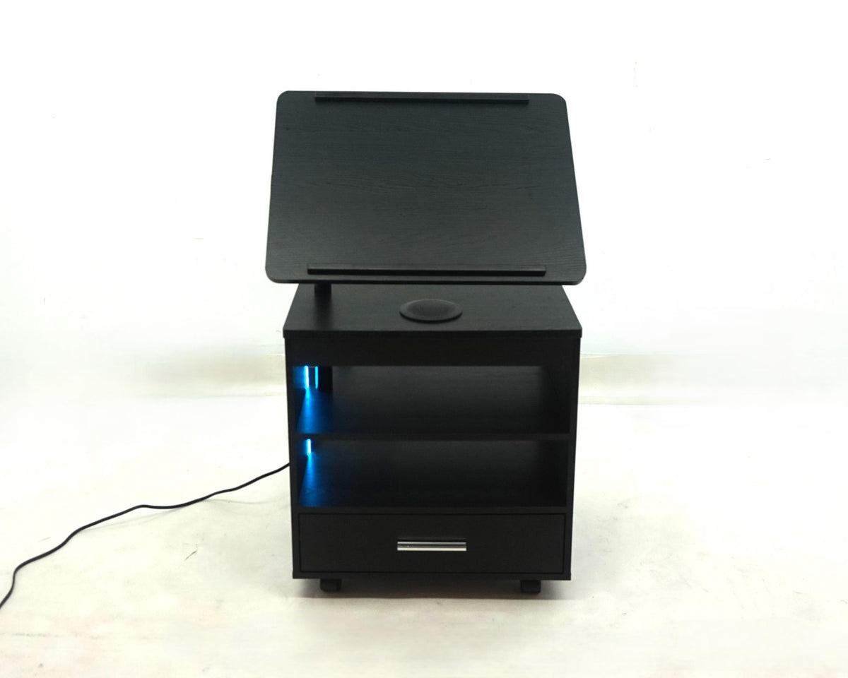 Lerma 1-drawer Adjustable Tray Top Nightstand with Speaker Black Ash