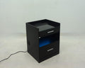 Furda 2-drawer LED Nightstand Bedside Table with Speaker Black Ash