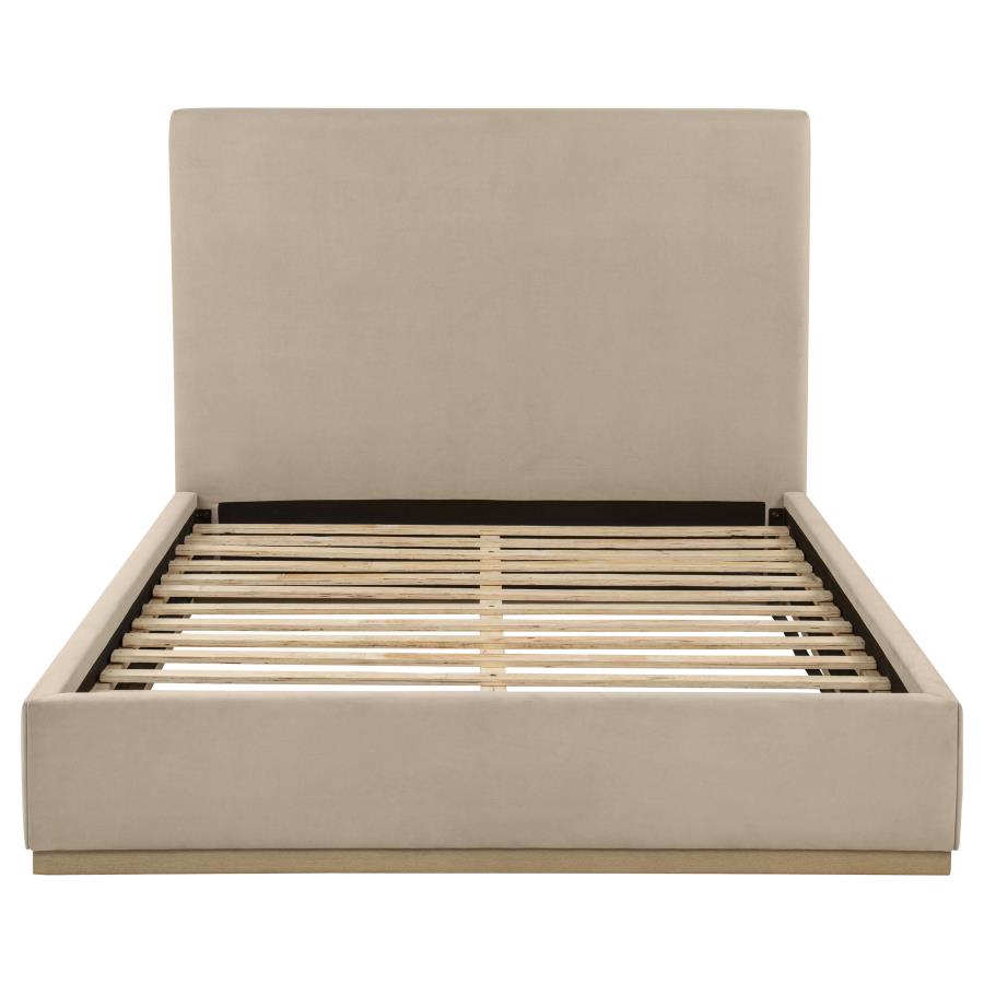 Knox Queen Fabric Upholstered Platform Bed Khaki