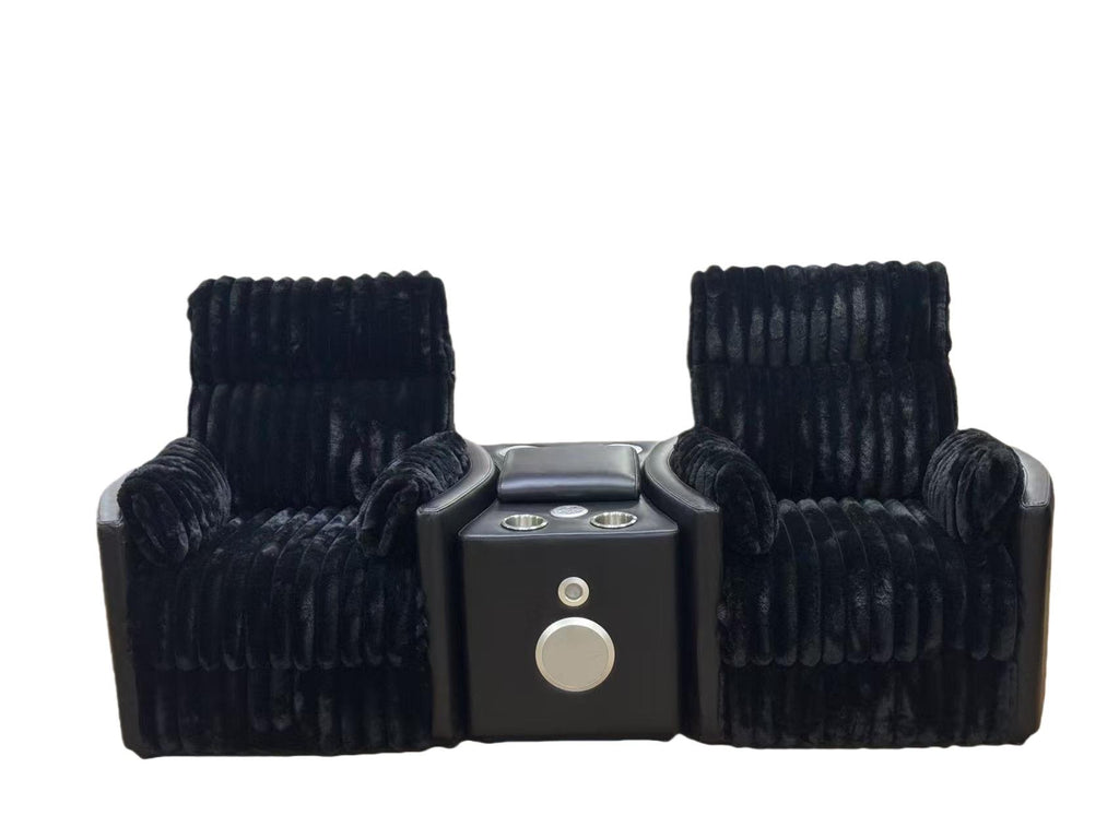 Madden Corduroy Upholstered Pillow Arm Manual Recliner Black