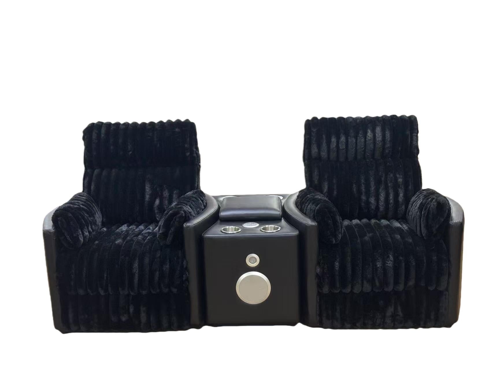 Madden 3-piece Corduroy Upholstered Manual Theater Seating Black