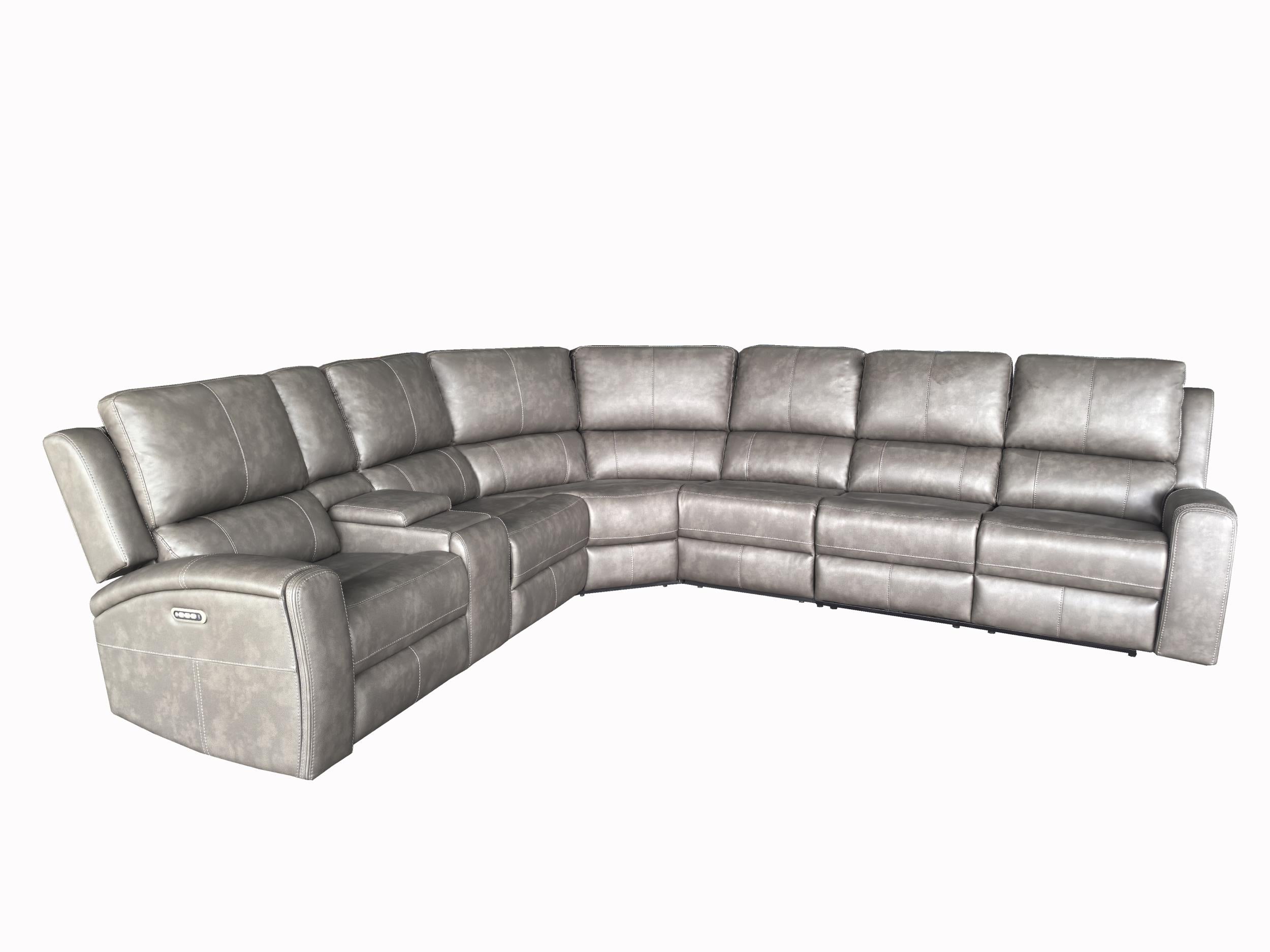 Lumen 4-piece Faux Leather Triple Power Reclining Sectional Charcoal