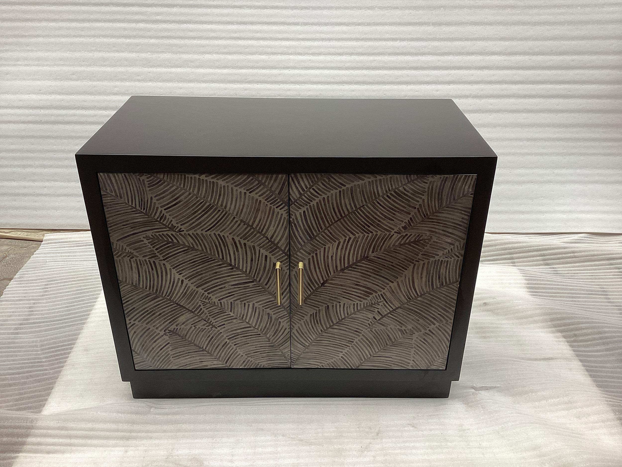 Kerrick 2-door Bone Inlay Accent Cabinet Beige and Black