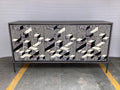 Krause 3-door Bone Inlay Accent Cabinet Grey and Black