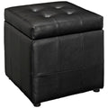 Volt Storage Upholstered Vinyl Ottoman - Black