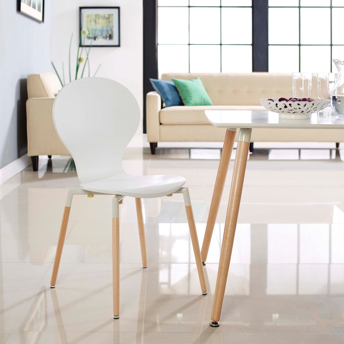 Path Dining Wood Side Chair - White