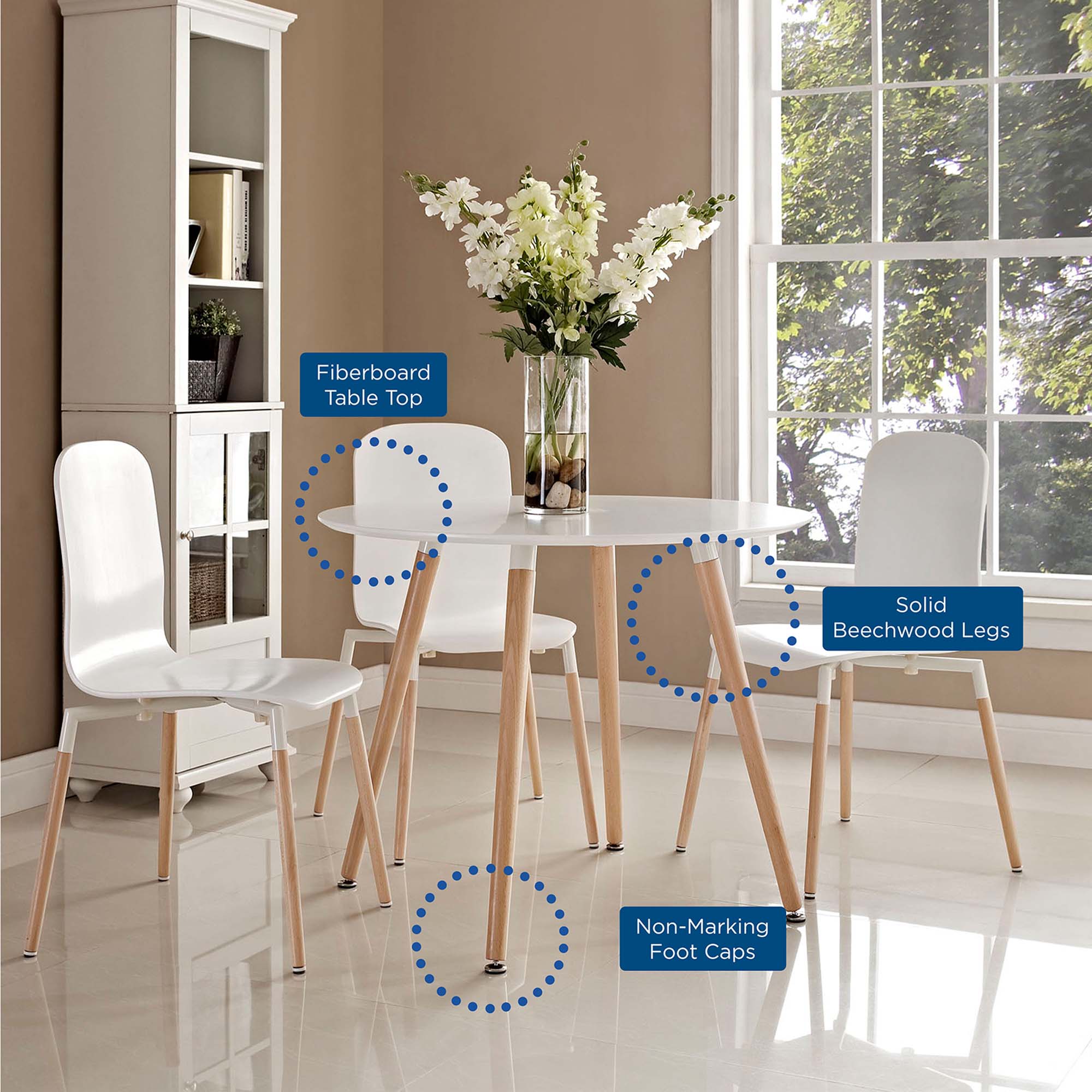 Track Round Dining Table - White