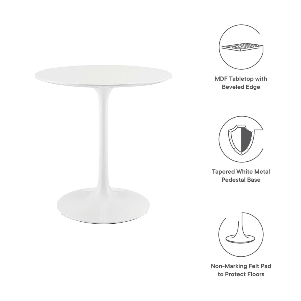 Lippa 28" Round Wood Dining Table - White