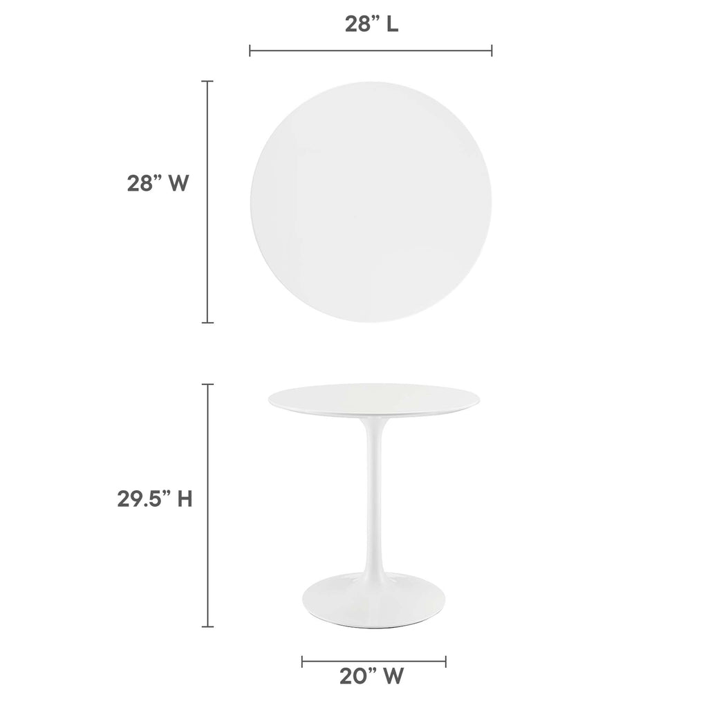 Lippa 28" Round Wood Dining Table - White