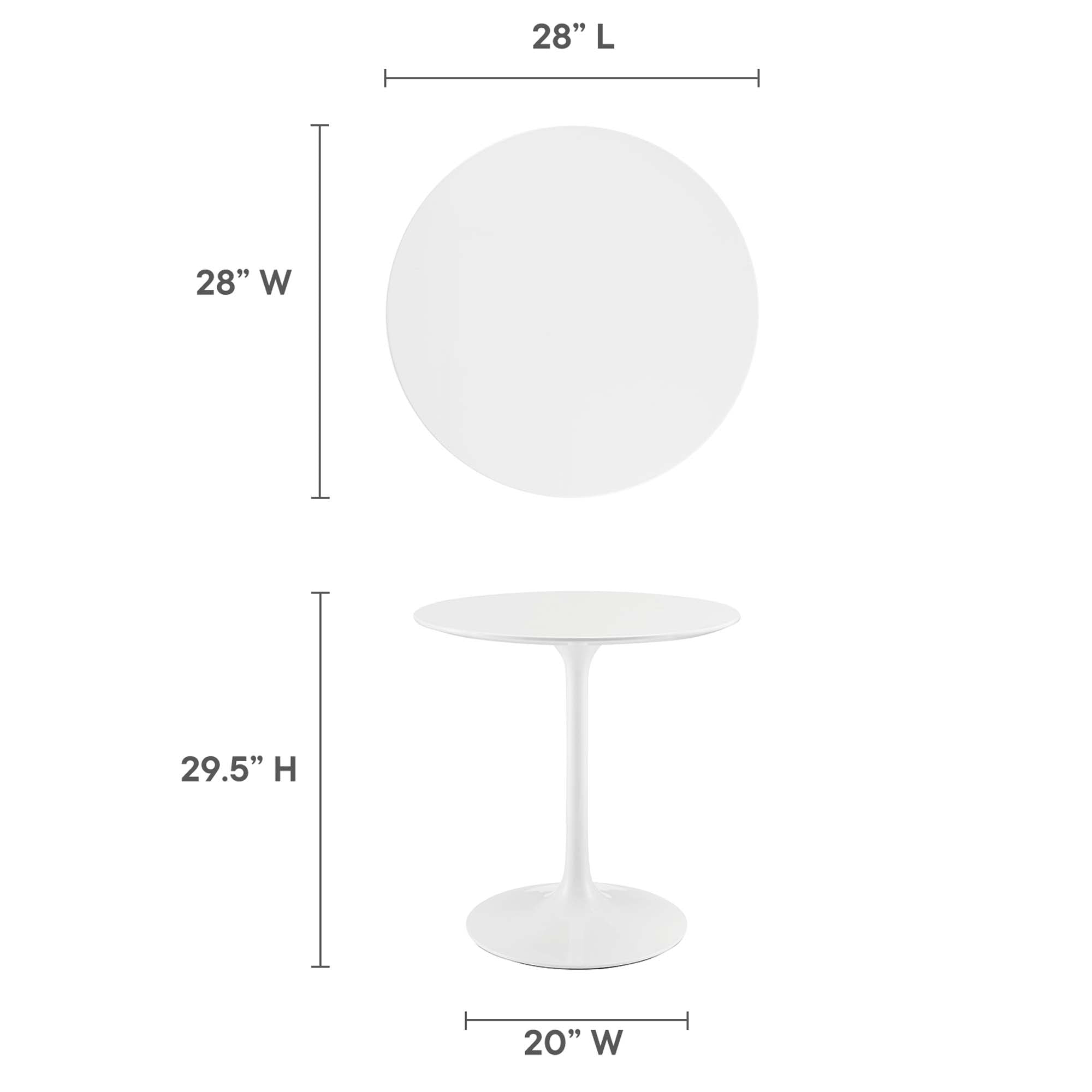 Lippa 28" Round Wood Dining Table - White
