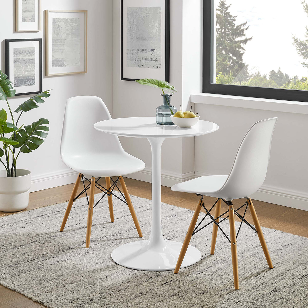 Lippa 28" Round Wood Dining Table - White