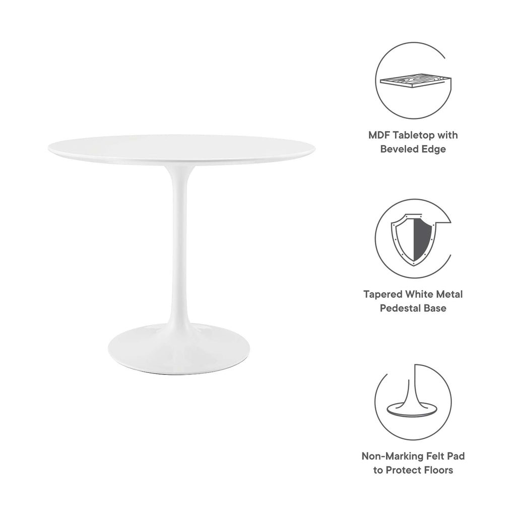 Lippa 36" Round Wood Dining Table - White