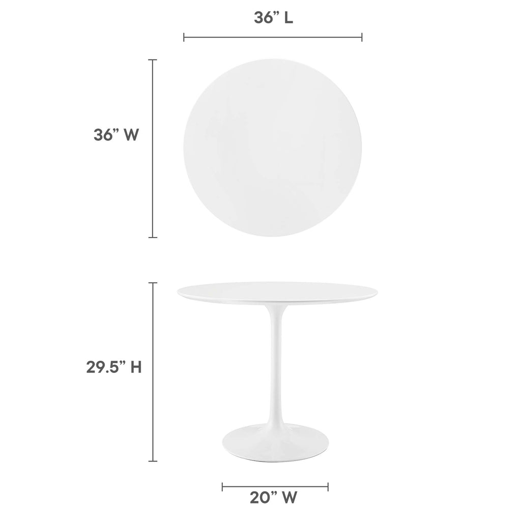 Lippa 36" Round Wood Dining Table - White