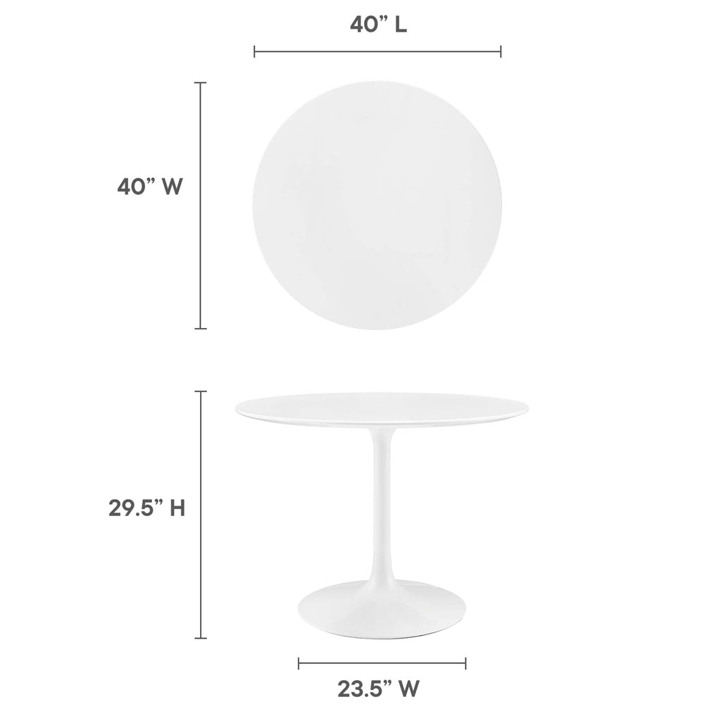 Lippa 40" Round Wood Dining Table - White