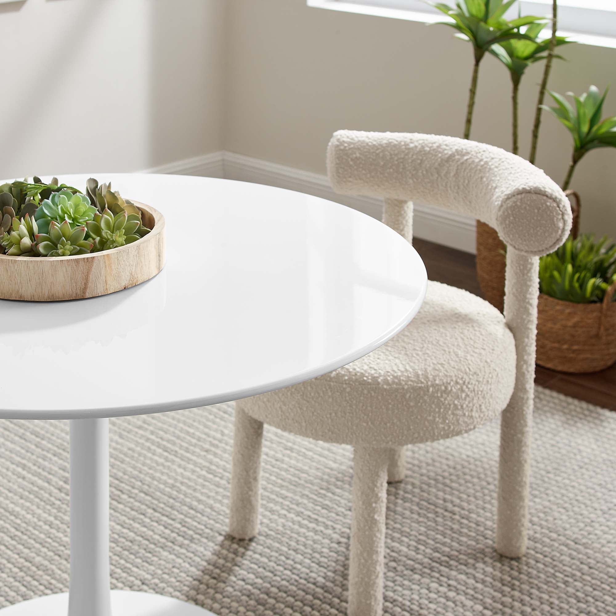 Lippa 40" Round Wood Dining Table - White