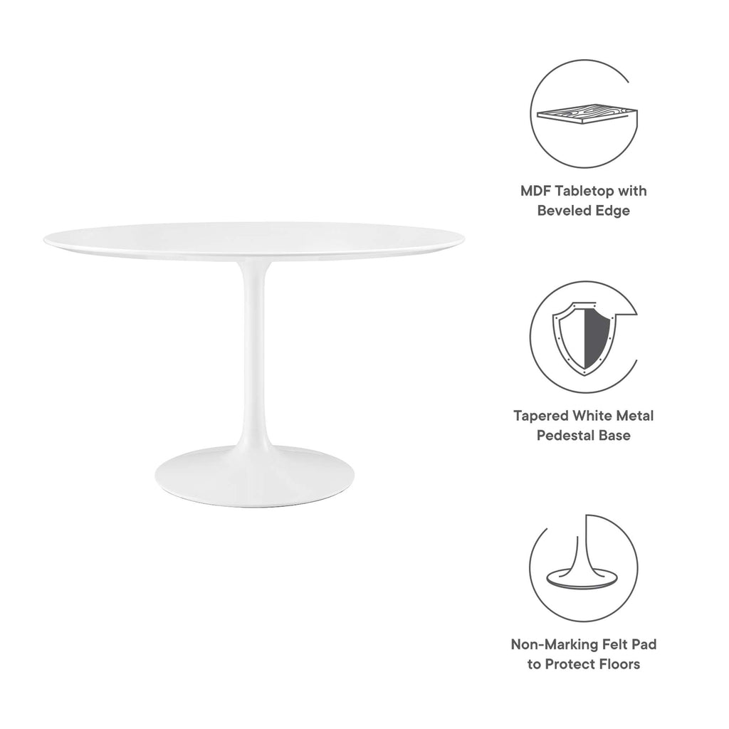 Lippa 48" Round Wood Dining Table - White