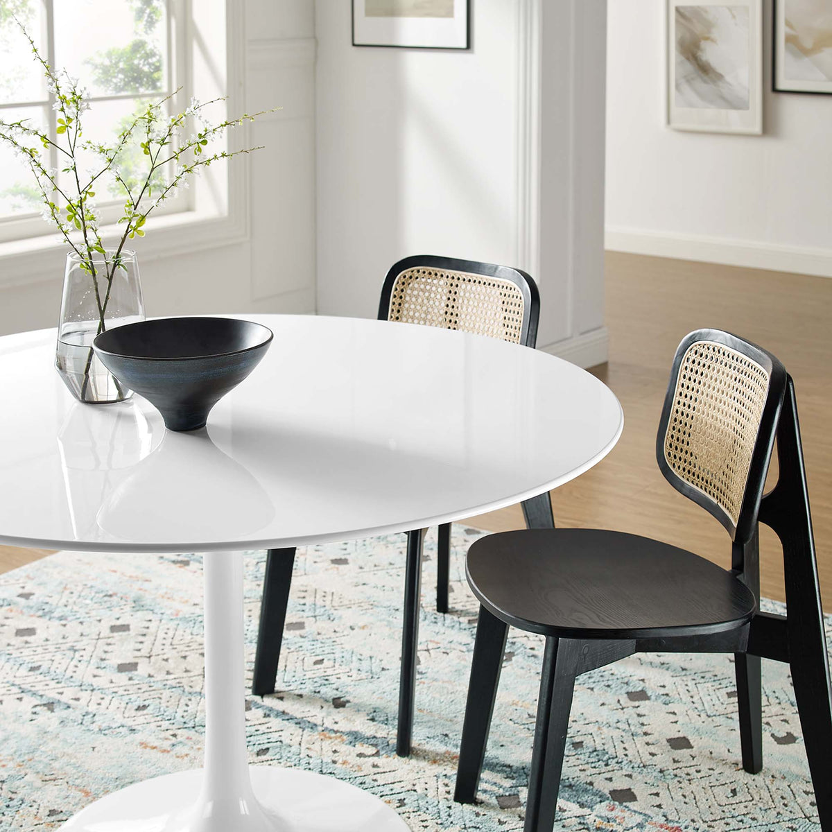 Lippa 48" Round Wood Dining Table - White