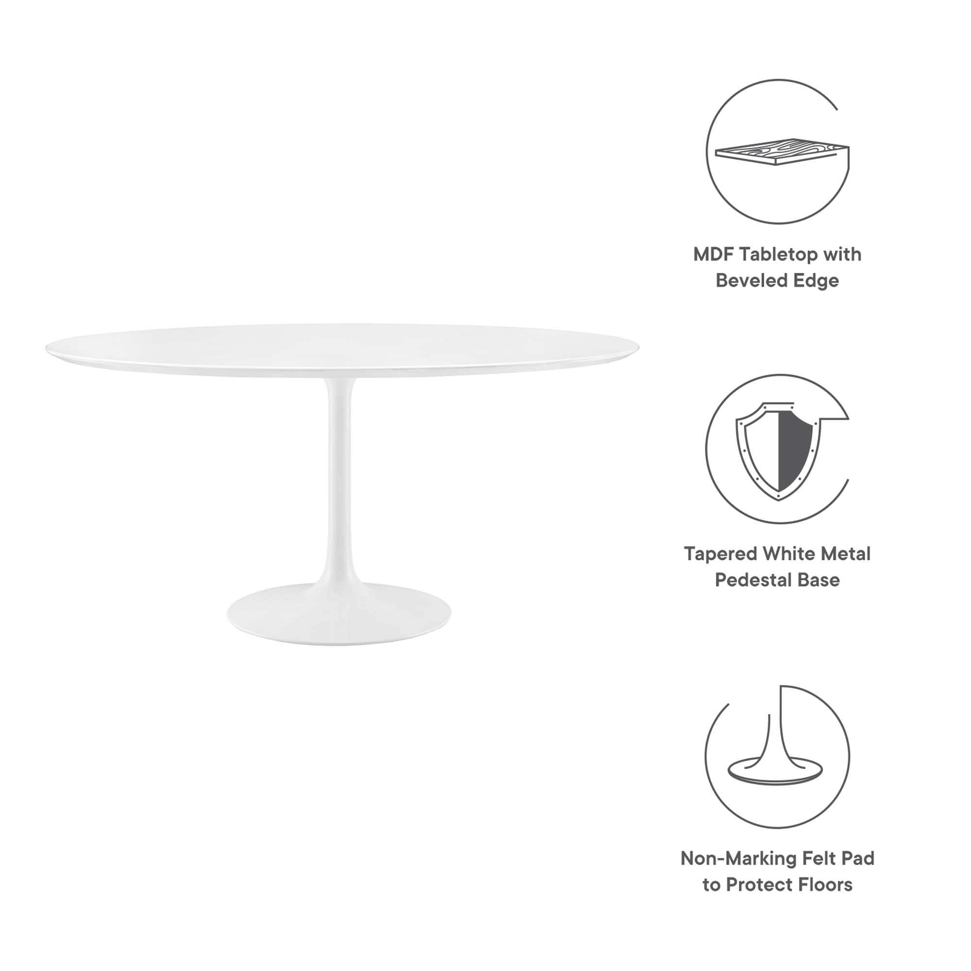 Lippa 60" Round Wood Dining Table - White