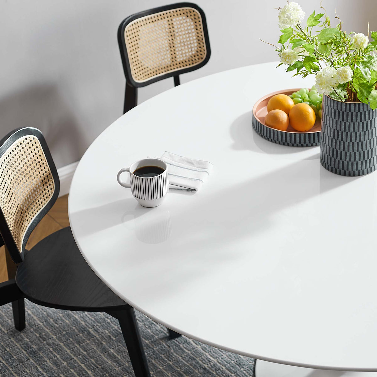 Lippa 60" Round Wood Dining Table - White