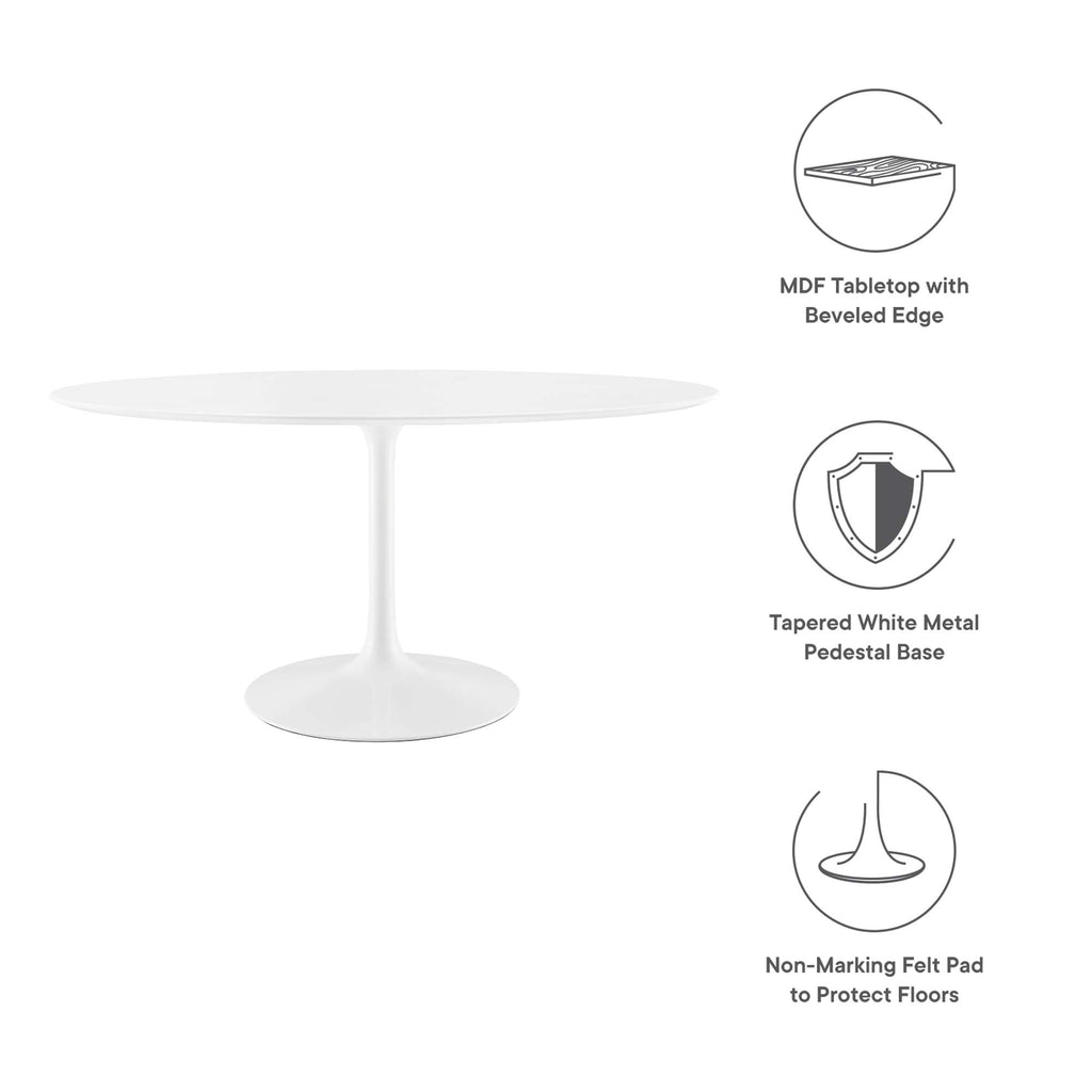 Lippa 60" Oval Wood Dining Table - White