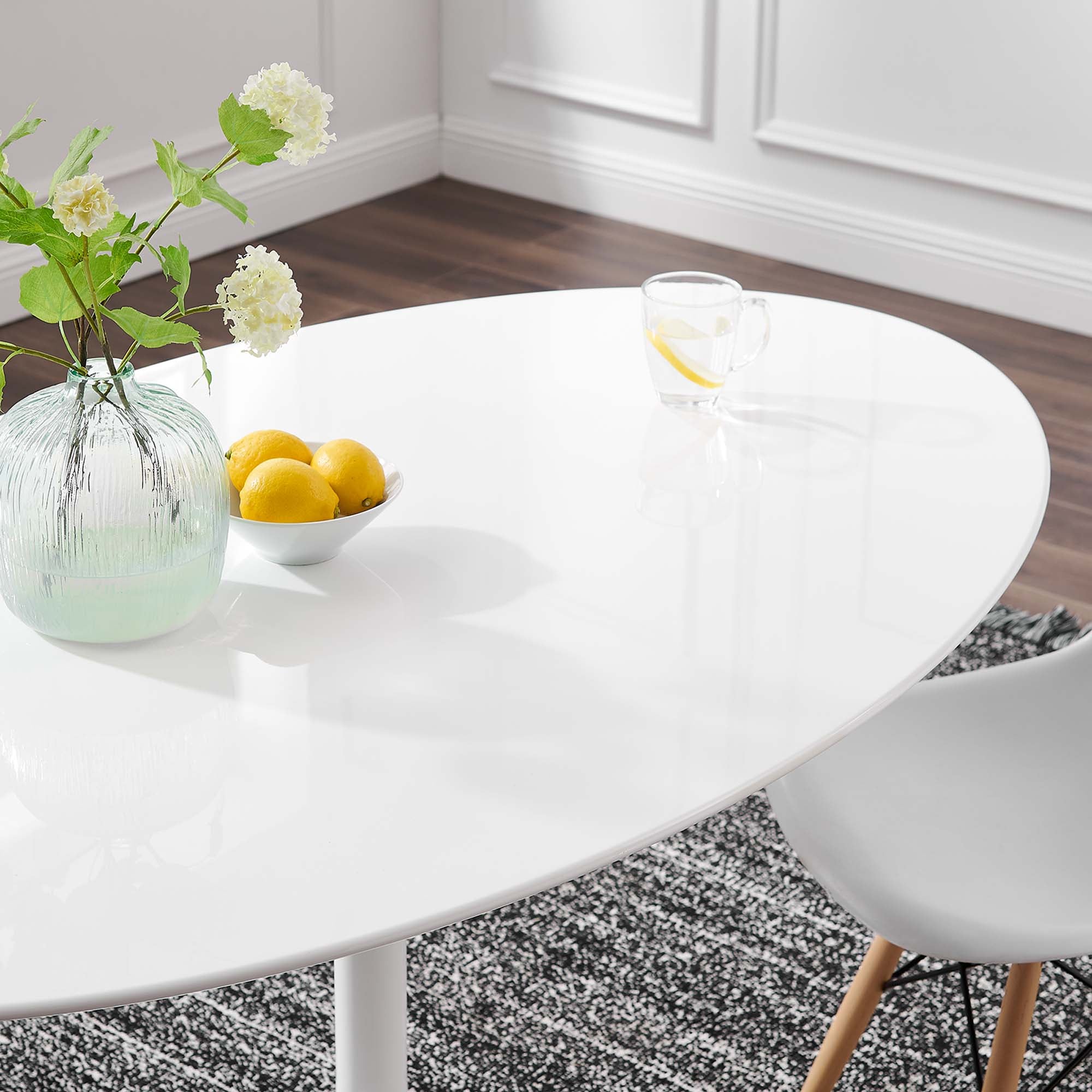 Lippa 60" Oval Wood Dining Table - White