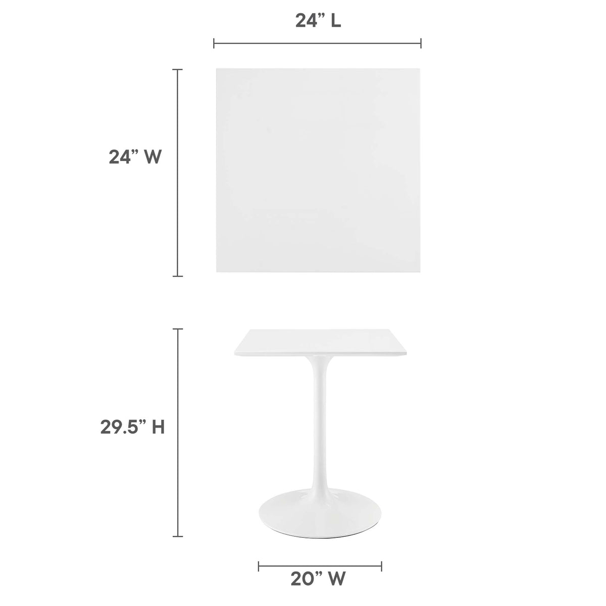 Lippa 24" Square Wood Dining Table - White