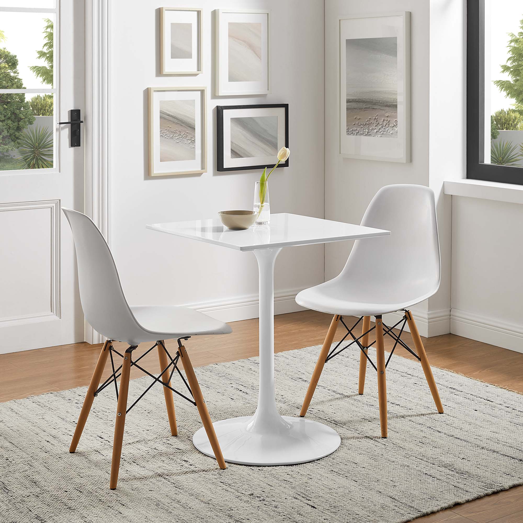 Lippa 24" Square Wood Dining Table - White