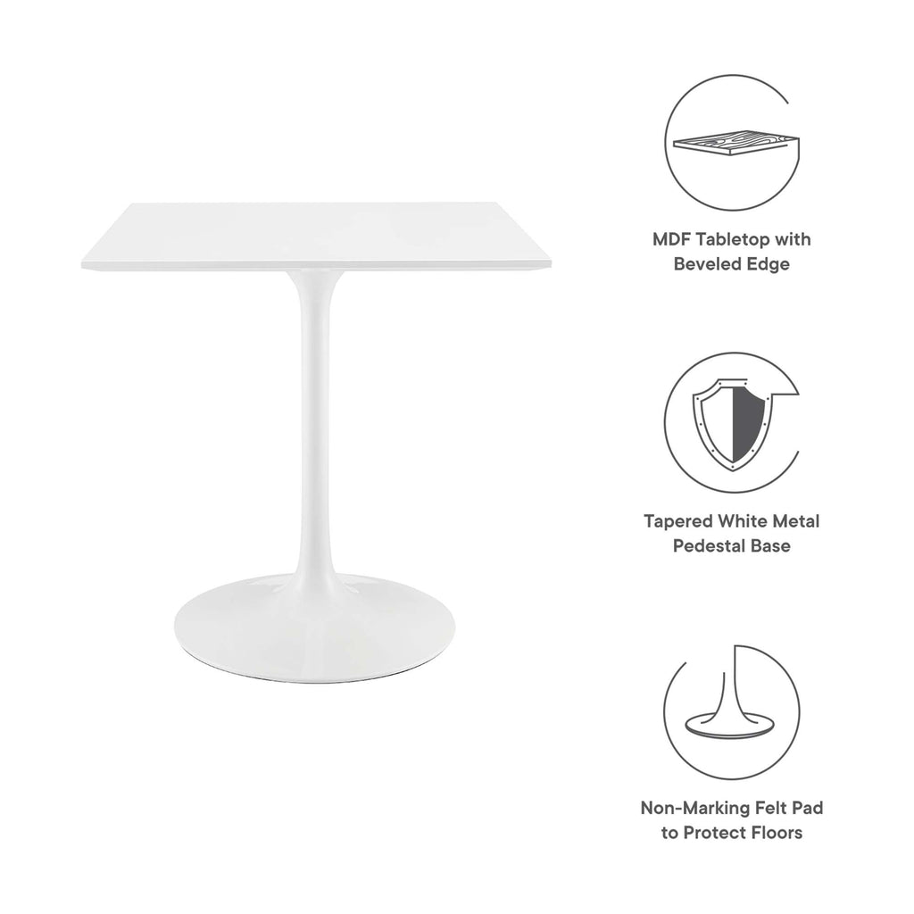 Lippa 28" Square Wood Dining Table - White
