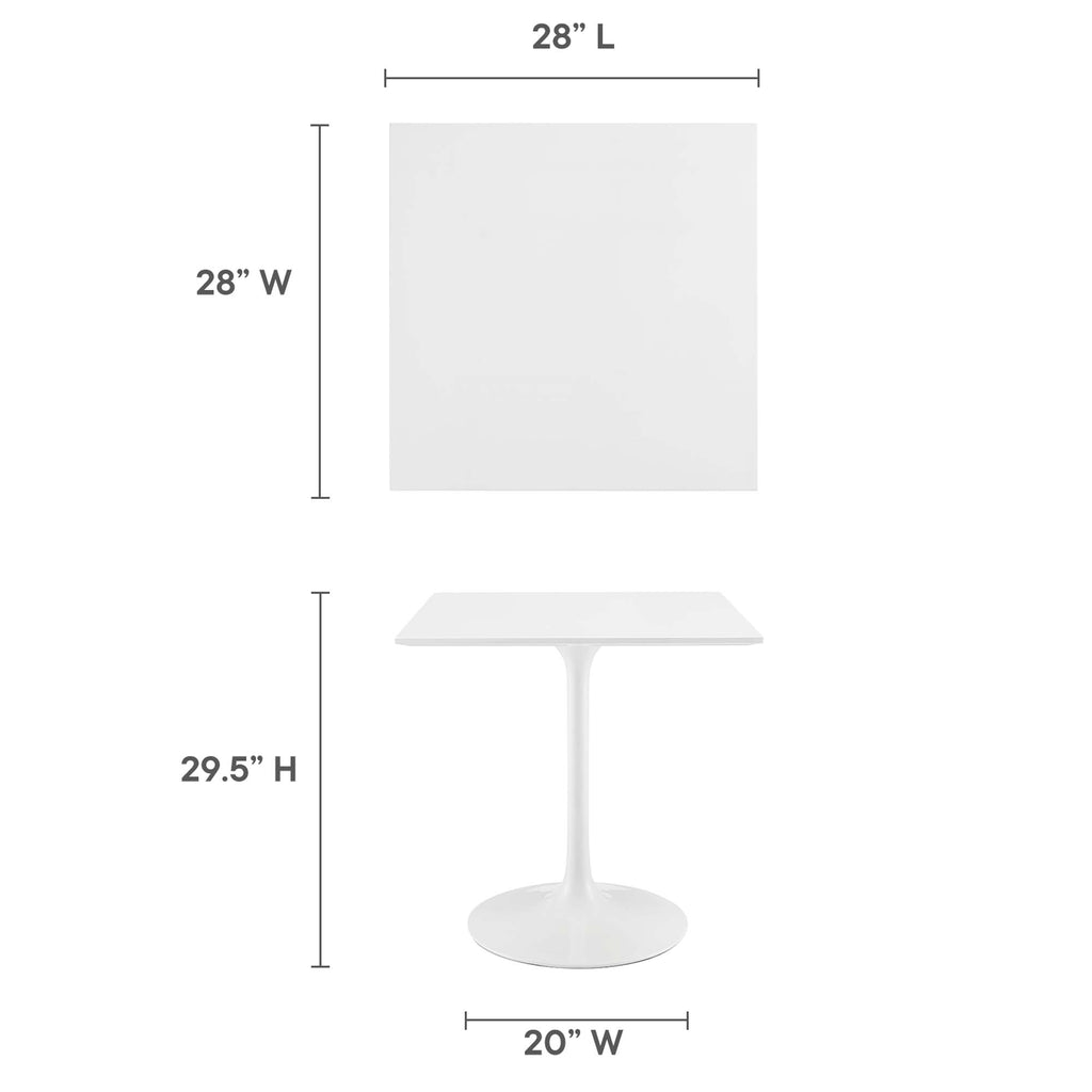 Lippa 28" Square Wood Dining Table - White