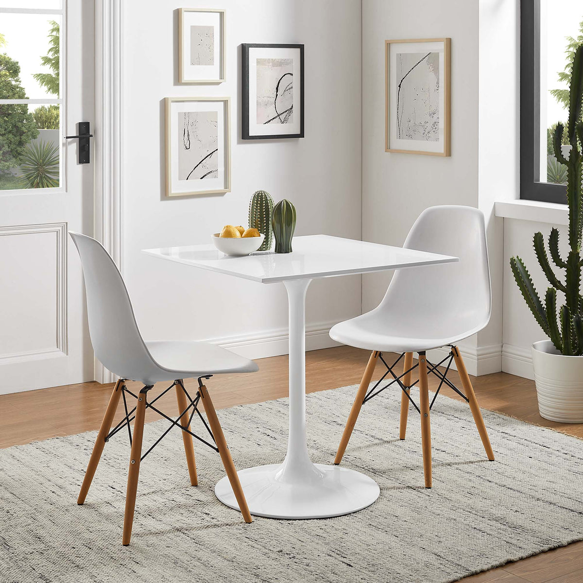 Lippa 28" Square Wood Dining Table - White