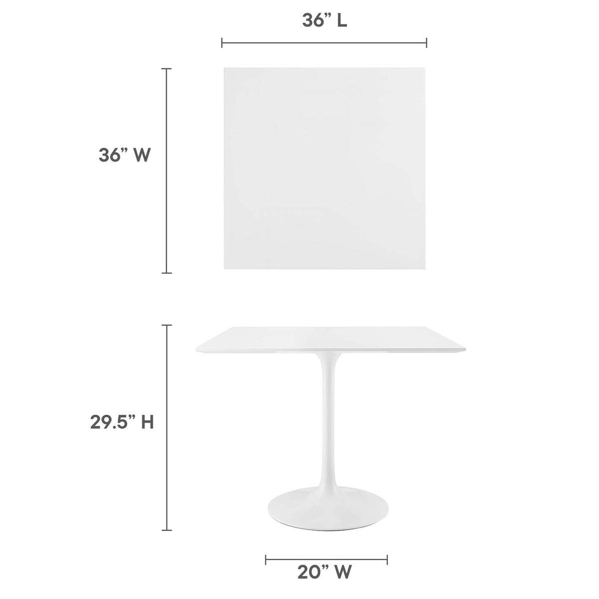 Lippa 36" Square Wood Dining Table - White
