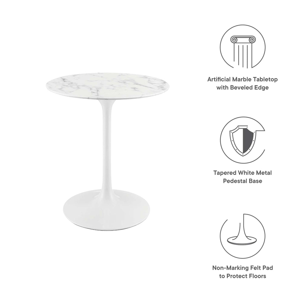 Lippa 28" Round Faux Marble Dining Table - White