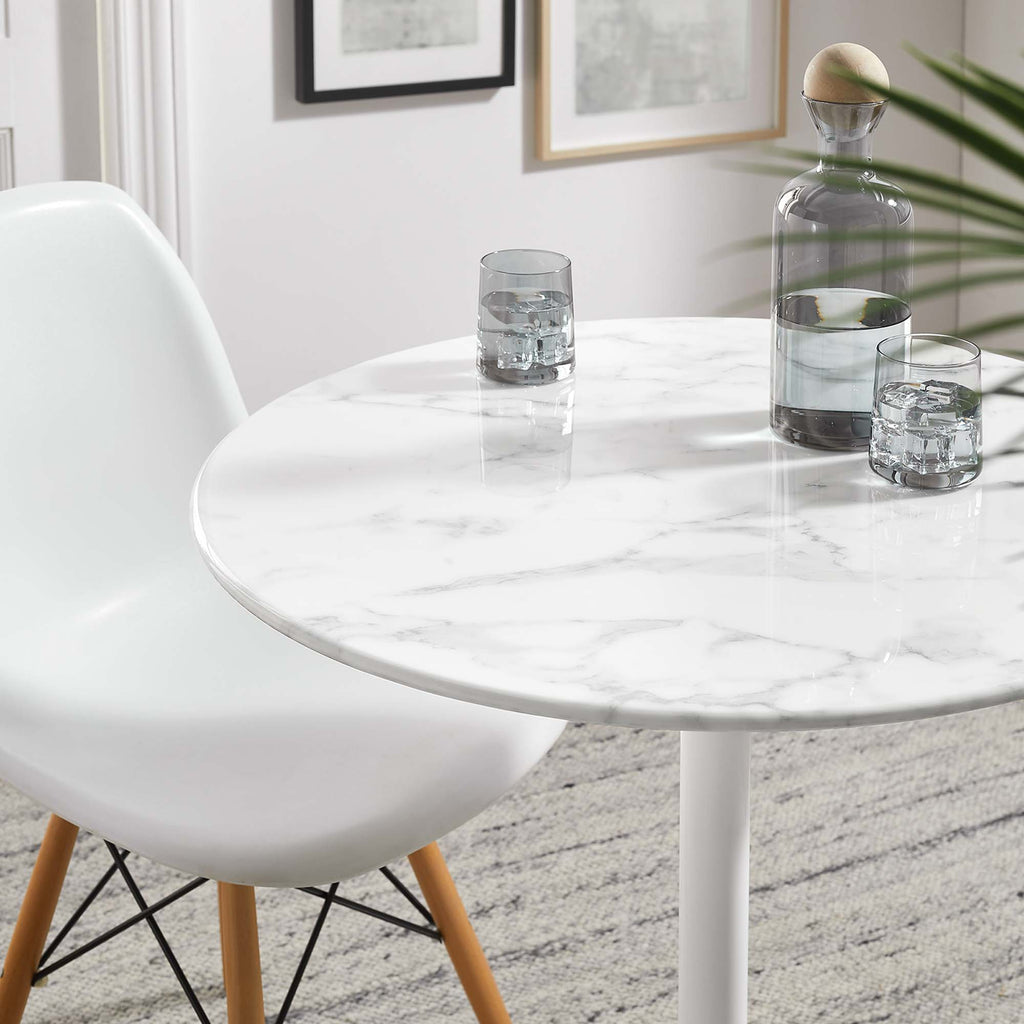 Lippa 28" Round Faux Marble Dining Table - White