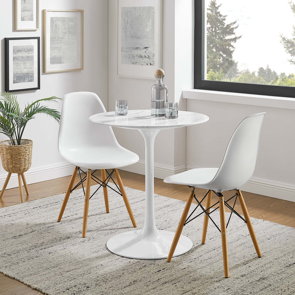 Lippa 28" Round Faux Marble Dining Table - White