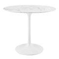 Lippa 36" Round Faux Marble Dining Table - White