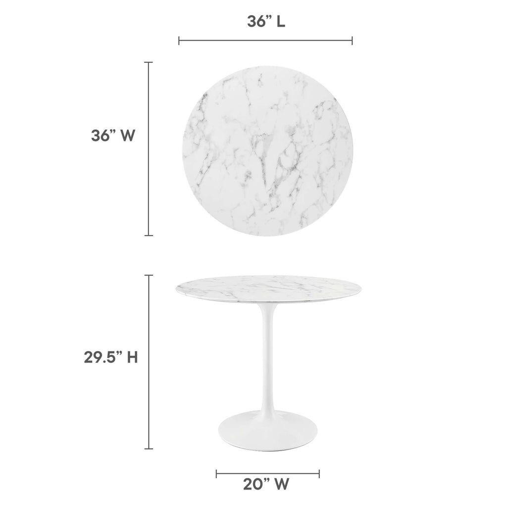 Lippa 36" Round Faux Marble Dining Table - White