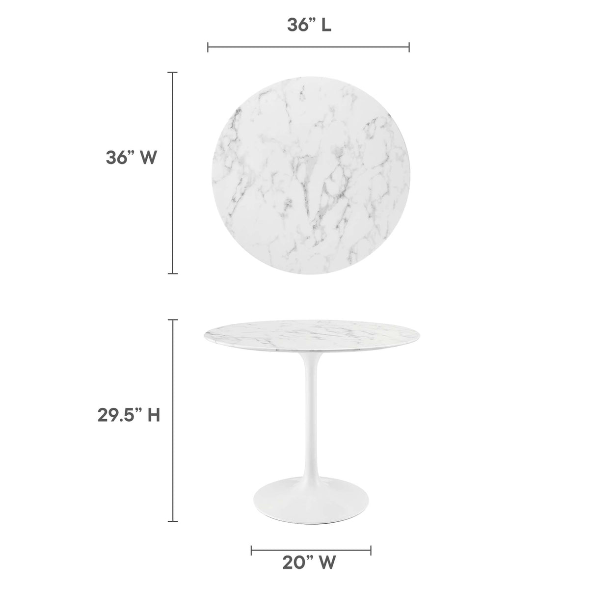 Lippa 36" Round Faux Marble Dining Table - White