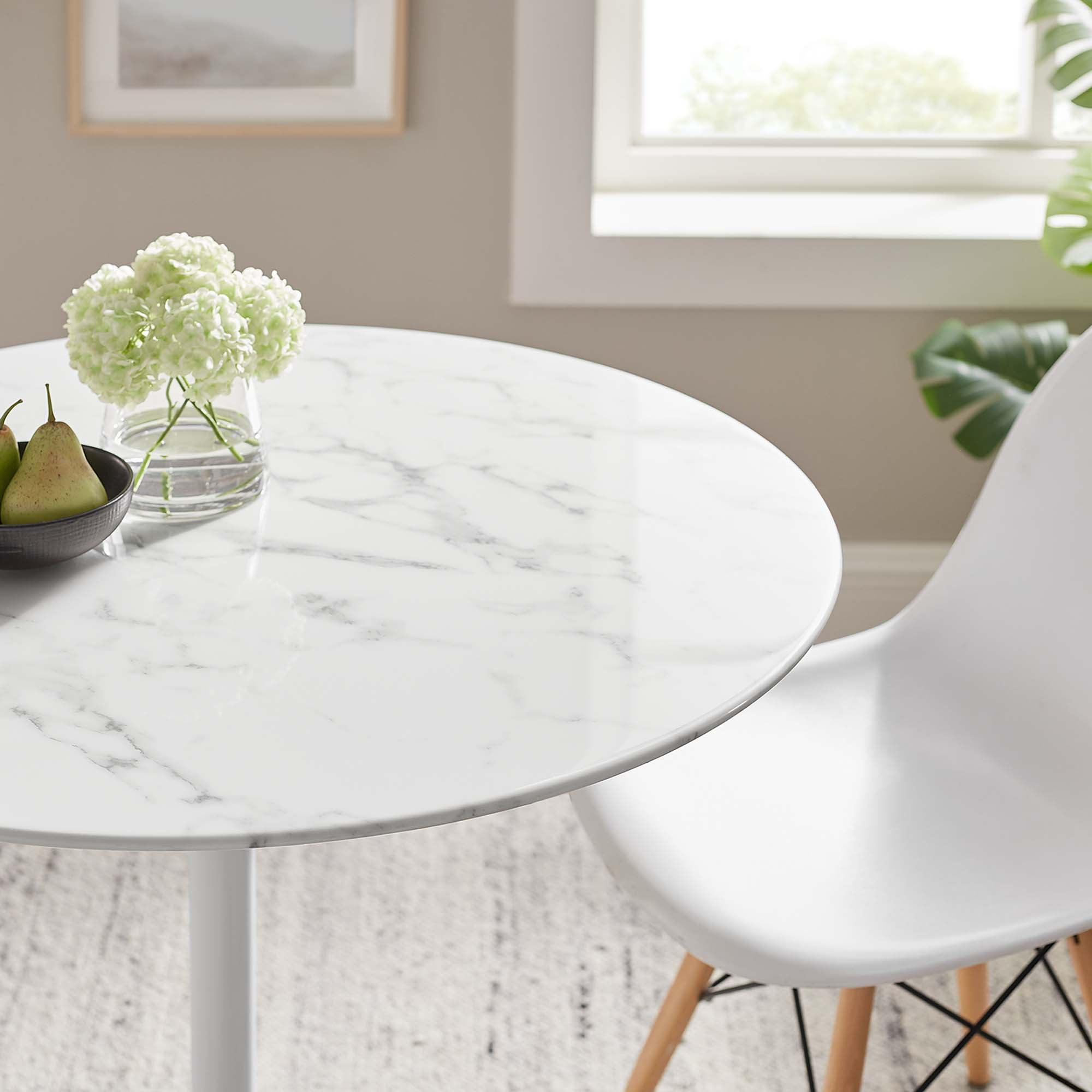 Lippa 36" Round Faux Marble Dining Table - White