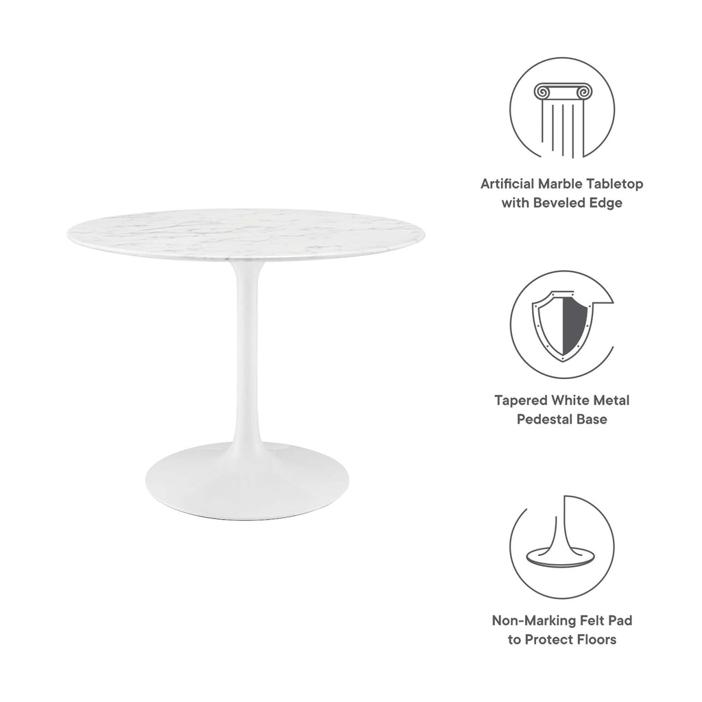 Lippa 40" Round Faux Marble Dining Table - White