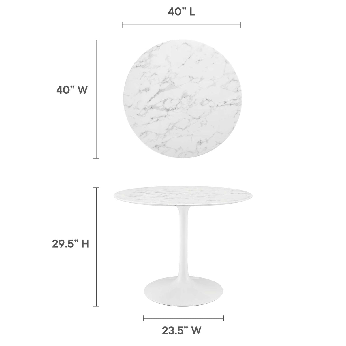 Lippa 40" Round Faux Marble Dining Table - White