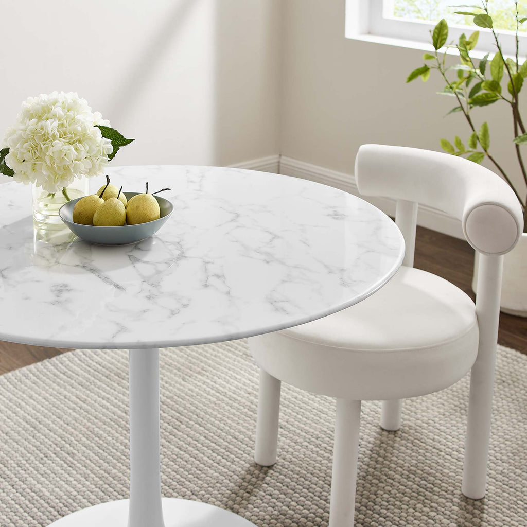 Lippa 40" Round Faux Marble Dining Table - White